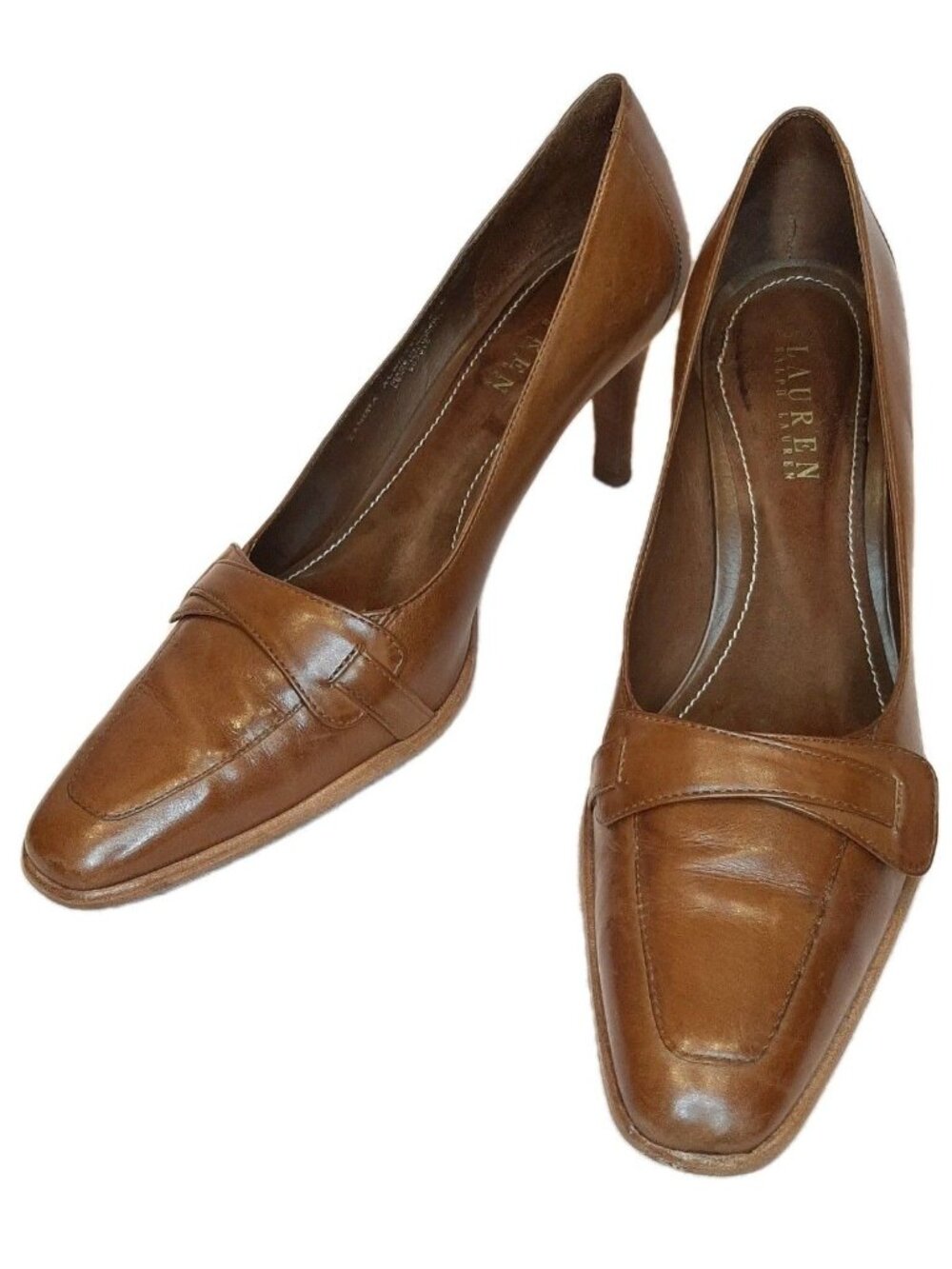 Lauren Ralph Lauren Pumps Brown Leather Women Size 9.5 B Zandra Brazil Elegant